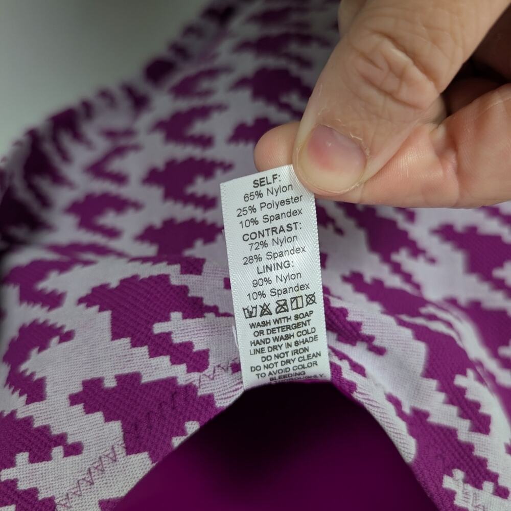 NWT WET Swimwear Piper Fuchsia Houndstooth One Piece Swimsuit Size L - Picture 9 of 10